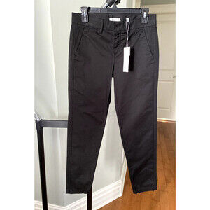 Vince Women's Boyfriend Stretch Cotton Dress Pants In Black Size 2